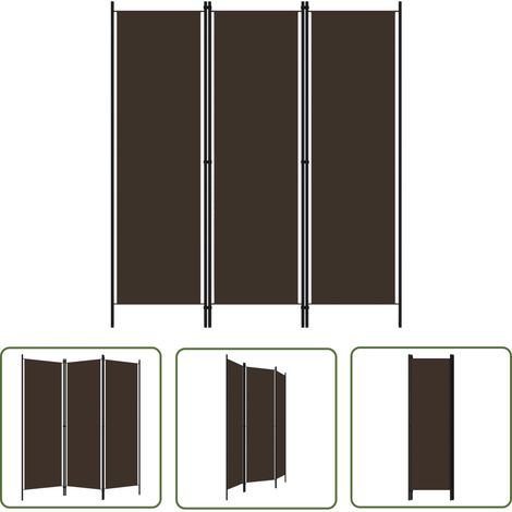 The Living Store Cloison de séparation 3 panneaux Marron 150x180 cm - Cloison De Séparation - Paravent - Séparateur De Pièce - Intimite - Decoration Murale (1/5)