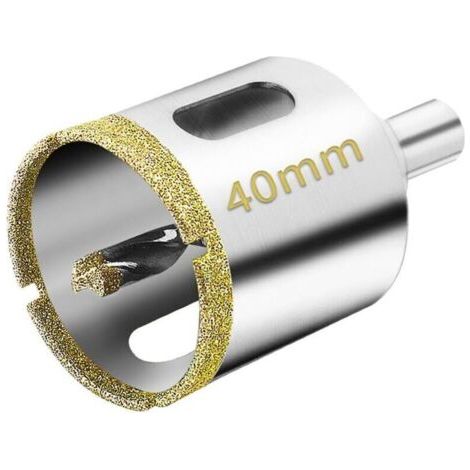 2 pièces Scie Cloche Diamantée 40 mm avec Foret Guidage de Centrage, Scie Cloche Carrelage avec revêtement diamant, Foret trépan Diamant pour verre, carrelage, céramique, marbre, granit (1/4)