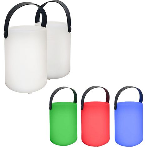 Tischleuchte Außenlampe Akku Garten Tischlampe USB aufladbar dimmbar Fernbedienung Farbwechsel tragbar, 1x LED 3000K, DxH 11x15 cm, 2er Set (1/5)