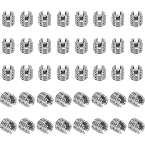 Insert Fileté Auto-Taraudeurs, 40 Pcs M6 x M10 x 10mm Acier Inoxydable 303 Filetage Adaptateur Réducteur Vis à Fente Inserts de Réparation Écrous Manchon (1/5)
