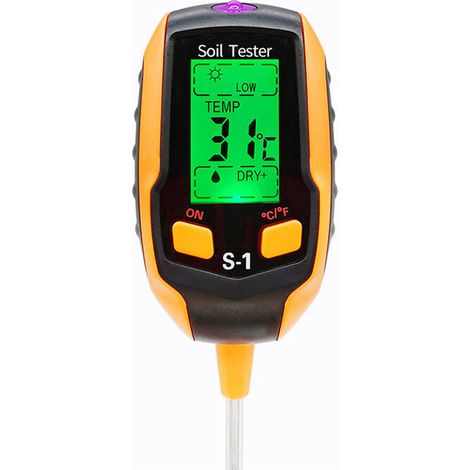 4-in-1 Boden-PH-Meter, digitales Bodenfeuchtemessgerät, Pflanzenthermometer, Feuchtigkeitsmessgerät für Topfpflanzen, Gartenrasen, FLITI (1/3)