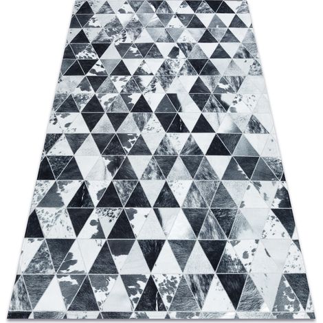 Teppich PATCHWORK 21722 grau - Rindsleder, Dreiecke grey 120x170 cm