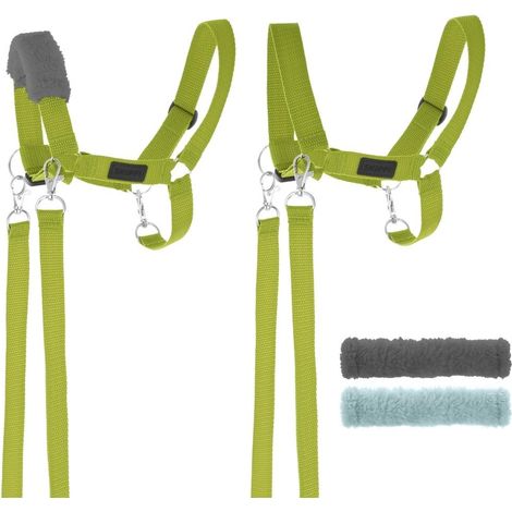 Licol pour rênes de cheval de loisir + fourrure verte