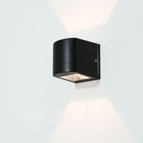 Außenleuchte Schwarz IP44 Aluminium Glas G9 Up Down Fassadenstrahler Wandlampe (1/2)