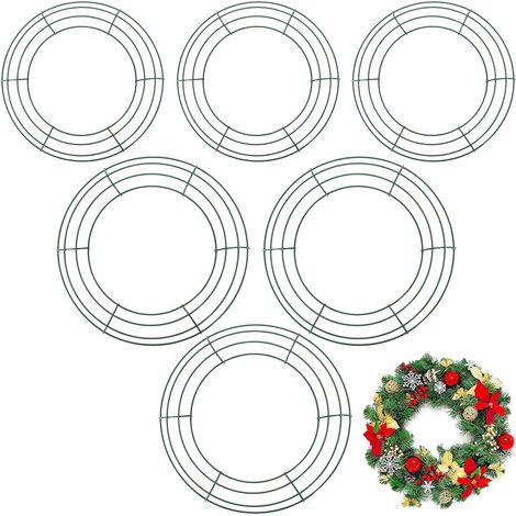 [NUNCA UTILIZADO] Marco de alambre para corona, anillos de flores para corona, paquete de 6 anillos de alambre para corona navideña, para decoración de Año Nuevo y San Valentín (8 y 10 pulgadas) (1/5)