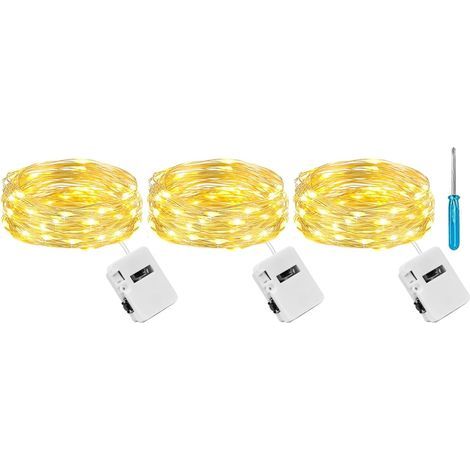 Set di 3 luci a stringa LED, 2 m, 20 LED, 3 modalità, impermeabili IP65, per interni/esterni, decorazioni per feste. (1/5)