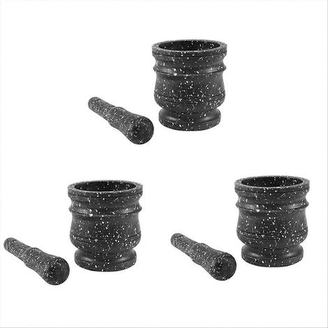 Set aus 3 gemusterten Stößeln, Kräuter- und Gewürzmühle aus Stein, massive Mühle, Küchenset (1/5)