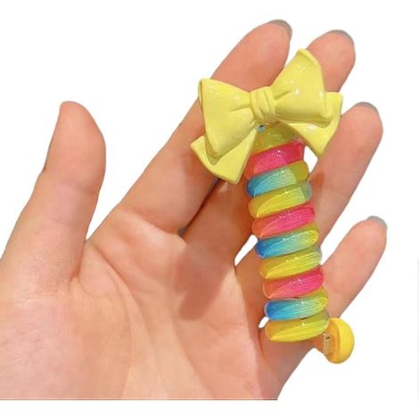 Cordon pour cheveux en forme d'anneau de téléphone, haute élasticité, nœud floral décoratif, antidérapant et anti-casse, décoration pour queue de cheval-D (1/5)