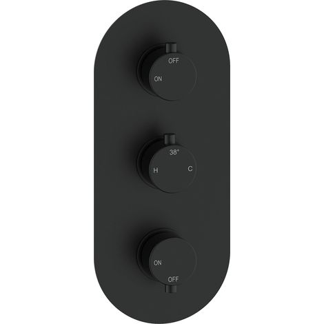 Signature Reflex Thermostatic 2 Outlet Concealed Shower Valve Triple Handle - Matt Black (1/2)