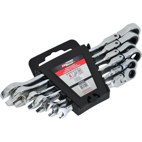 Clé mixte a cliquet AWTOOLS, jeu de 6, 8-19 mm
