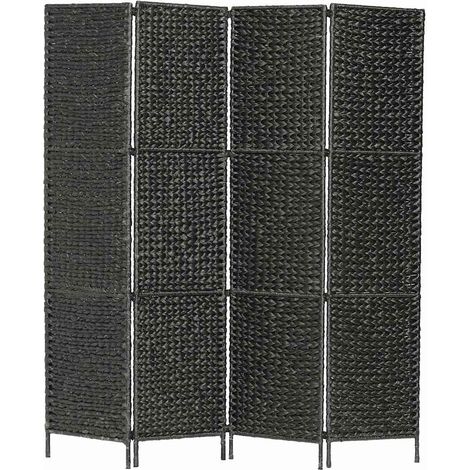 vidaXL Biombo divisor 4 paneles jacinto de agua negro 154x160 cm (1/5)