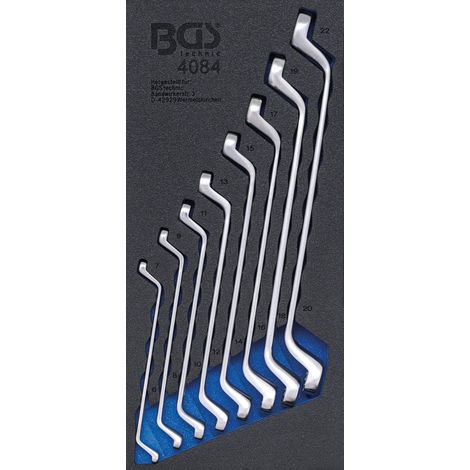 BGS Carro de taller inserto 1/3: Juego de llaves de doble anillo SW 6x7 - 20x22 mm profundamente acodadas 8 piezas - 4084 (1/2)