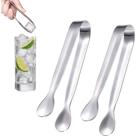 Lot de 2 pinces à sucre en acier inoxydable pour bar à bonbons, pinces à glace, pinces à sucre et glaçons, pinces à dessert, pour buffet Argenté