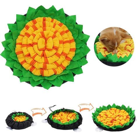 Tapis Renifleur Chien, Tapis de Fouille Chien, Tapis Snuffle, Snuffle Mat, Tapis Reniflage, Dog Puzzle Toys, Tapis d'alimentation pour Animaux de Compagnie pour Chiens et Chats, Jaune (1/5)