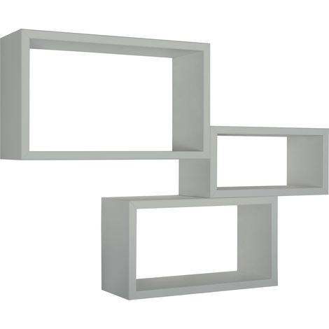 Set 3 mensole rettangolari parete grigio scaffale salotto soggiorno camera Trittico (1/8)