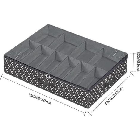 Rangement sous Le lit pour Chaussures,Bac de Rangement Non tissé sous Le lit - Organisation et Stockage College imprimé sergé (1/4)