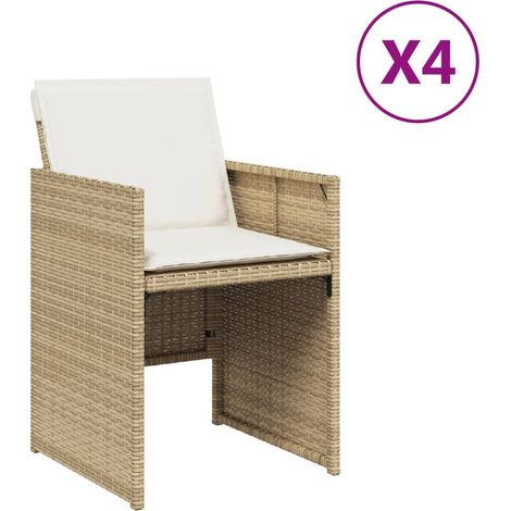 Maison Exclusive - Gartenstühle mit Kissen 4 Stk. Beige Poly Ratt