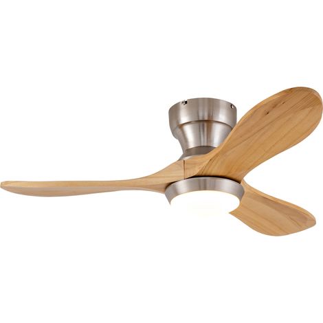 Ventilateur de plafond 90 cm sans éclairage 3 pales Bois massif naturel réversible 6 vitesses télécommande silencieux (1/5)