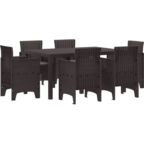 Ensemble de salle à manger pour jardin 7 pcs,Salon de jardin Marron Rattan Polt CFW68852 (1/5)