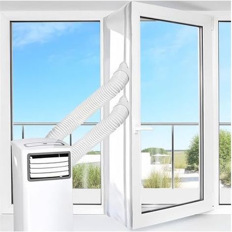 400CM Kit Joint de Fenêtre Climatisation Mobile avec Double Fermeture éclair, Étanche Calfeutrage de Fenêtre pour Climatiseurs et Déshumidificateurs l'Arrêt d'Air Chaud, Solide & Facile à Installer (1/5)