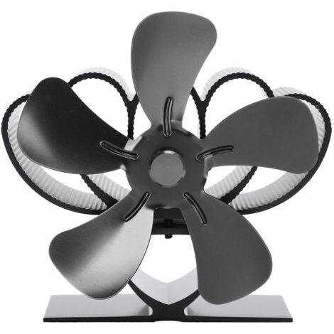 Ventilatore per stufa a legna in lega di alluminio, resistente e silenzioso, per caminetti a legna, nero (1/5)