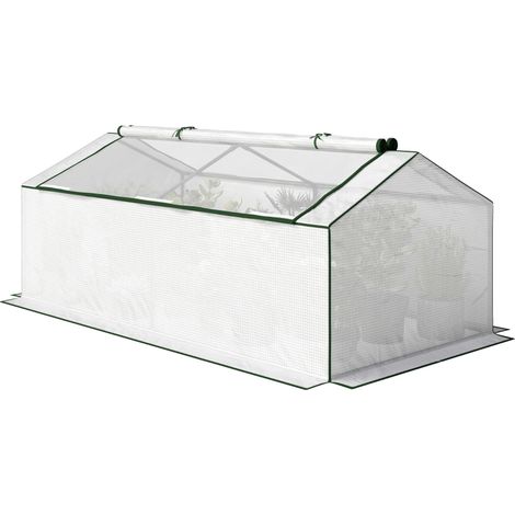 Serre hivernale blanche 180×90×70 cm en film PE grillagé avec fenêtre, abri de culture résistant au froid pour jardin (1/5)