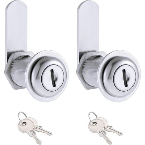 Serrure boîte aux lettres 2 pièces 30 mm (1/8 po), verrou de meuble avec 4 clés, cadenas à came pour armoire, kit de remplacement, usage intérieur et extérieur (1/4)