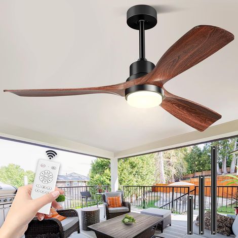 132cm Ventilateur Plafond Bois avec Lumiere Telecommande 3 Pales Noyer Ventilateur De Plafond Silencieux 6 Vitesses 3 Temperatures Moteur Dc Réversible Silencieux,Ventilateur Plafond Pour Terrasse (1/5)