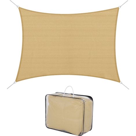 Outsunny Voile d'ombrage rectangulaire 4x6m toile ombrage extérieur protection anti-UV 185g/m² HDPE, pour jardin terrasse extérieur patio piscine balcon, sable
