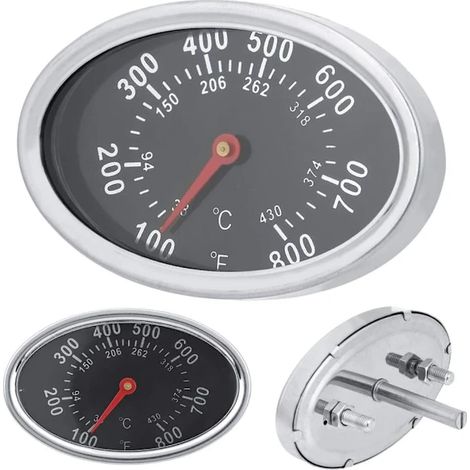 Filiyano-Thermomètre à fumée pour barbecue de forme ovale, en acier inoxydable (1/5)