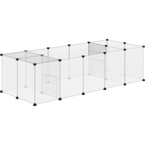 Enclos modulaire Irovami pour petits animaux, composé de 20 panneaux, idéal pour lapin, hamster, chiot ou porcelet Dimensions : 175 x 70 x 45 cm Couleur : blanc