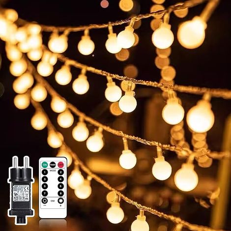 Guirlande lumineuse extérieure, 23M 200 LED boule de guirlande lumineuse extérieure courant, 8 modes et fonction Merk, guirlande lumineuse intérieure avec prise, idéale pour Noël, mariage, fête (1/5)