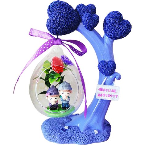 (Doppelherz-Hängekorb in Lila) Ornament, Wohndekoration, Weinkeller, modernes und kreatives Ornament für Wohnzimmer, TV-Ständer, Hochzeitsgeschenk, Dekoration für kleine Schlafzimmer (mit Geschenkverp (1/2)