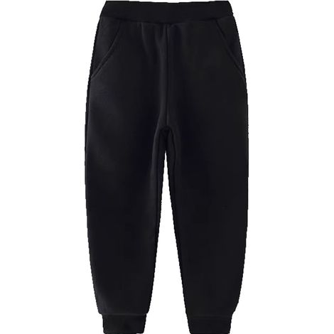 Jogger garçon dinosaure imprimé noir, pantalon sport long coton chaud décontracté, bande cheville élastique, taille L pour 120cm, automne printemps (1/5)