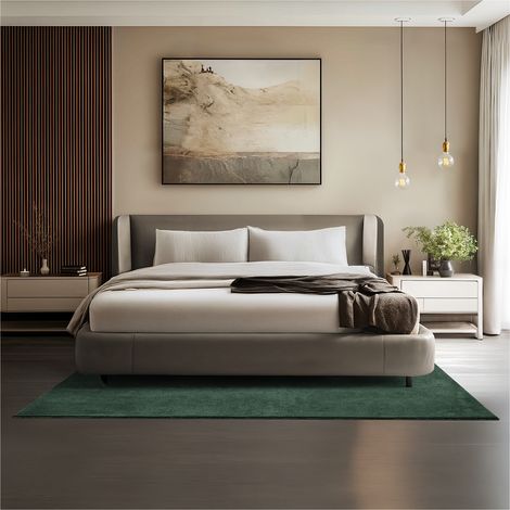 Tapis à poils ras doux et hypoallergénique antidérapant 140x200cm Vert