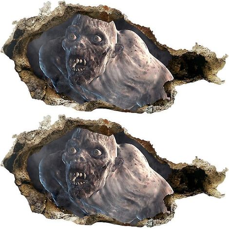 Lot de 2 autocollants 3D de zombies brisés pour décorations d'Halloween (1/3)