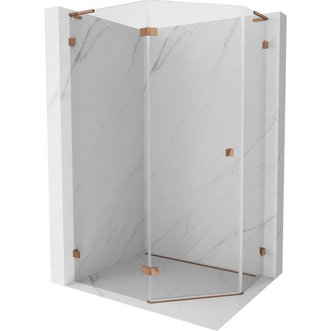 Mexen Lunar L cabina doccia pentagonale a battente sinistra 100 x 90 cm, trasparente, oro rosa - 831L-100L-090P-60-00-L (1/5)