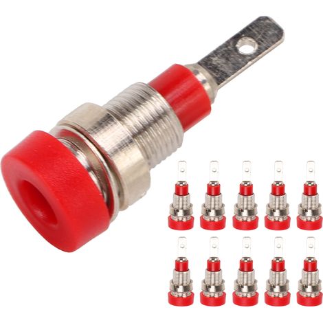 10Pcs Douille Banane Laiton 2mm Connecteur de Panneau Borne pour Équipement Électronique Industriel Rouge (1/5)
