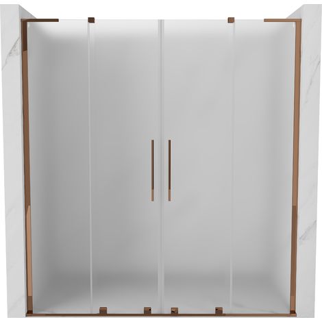 Mexen Velar L Duo Schiebetüren Duschkabine 200 cm, Mattglas, Roségold - 871-200-003-32-60 (1/5)