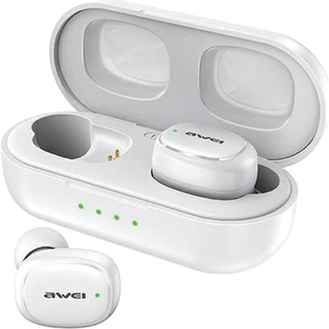 Auricolari AWEI T13 Pro TWS Bluetooth 5.1 con docking station, colore bianco. (1/4)