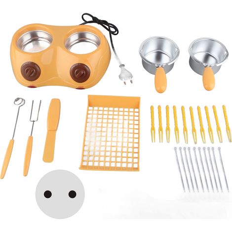Fondue au chocolat électrique avec double pot, machine à fondue pour cuisine 220-240V EU, jaune vif (1/5)
