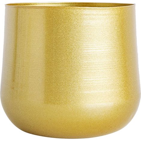Maceta moderna y decorativa de hierro color oro, apta para uso interior y exterior. (1/5)