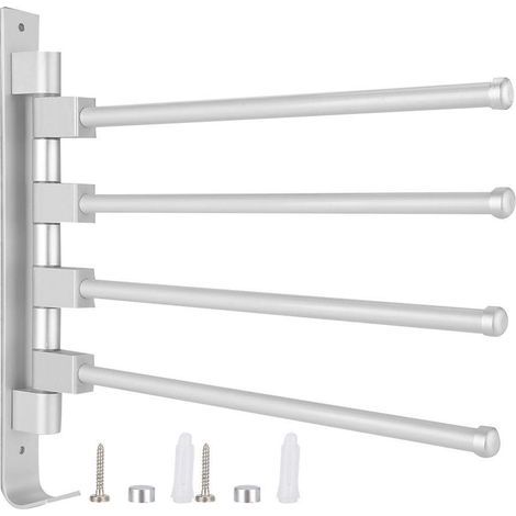 Porte-Serviettes, Accueil Htel Salle De Bains Espace en Aluminium Multiple Rod Porte-Serviettes Porte-Organisateur De Stockage Organisateur(4 Rods with Hook) (1/5)