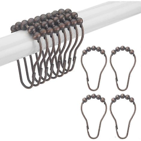 Anneaux de rideau de douche et barres de douche avec crochets métalliques antirouille (1/5)