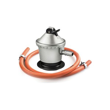 Kit de manguera bicapa para butano YREGAS de 1 metro de largo con regulador y abrazaderas metálicas de fijación (1/2)