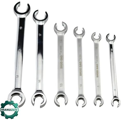 Manuzen - Jeu de 6 clés à tuyauter 8–19 mm pour raccords – 8 à 19 mm (1/2)