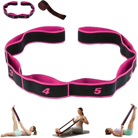 BelleRise - Bande de résistance pour le fitness, adaptée aux étirements et au yoga, avec 8 niveaux de résistance multi-boucles réglables. (1/4)