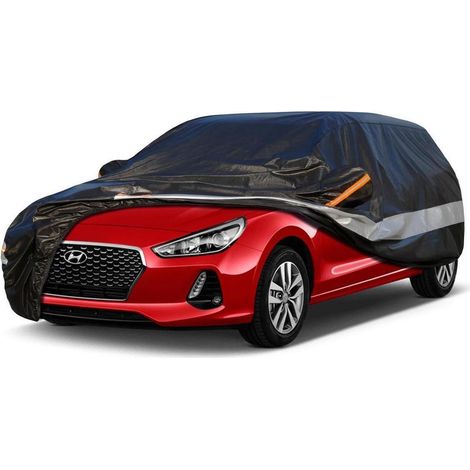 Autoabdeckung 10 Schichten Wasserdicht Atmungsaktiv für Hyundai i30 (2007-2023) Schwarz (1/5)