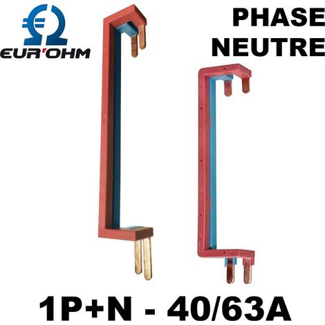 Peigne électrique vertical 1P+N pour interrupteur différentiel 40A et 63A – Raccordement 2 inter diff – Compatible avec Eur'Ohm