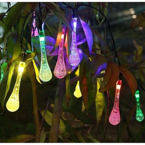 Guirlande Solaire - 5 M - 20 LED Forme Goutte D'eau - Extérieur Étanche IP65 - Décoration Jardin Mariage Noël Halloween - 1 Pièce (1/4)